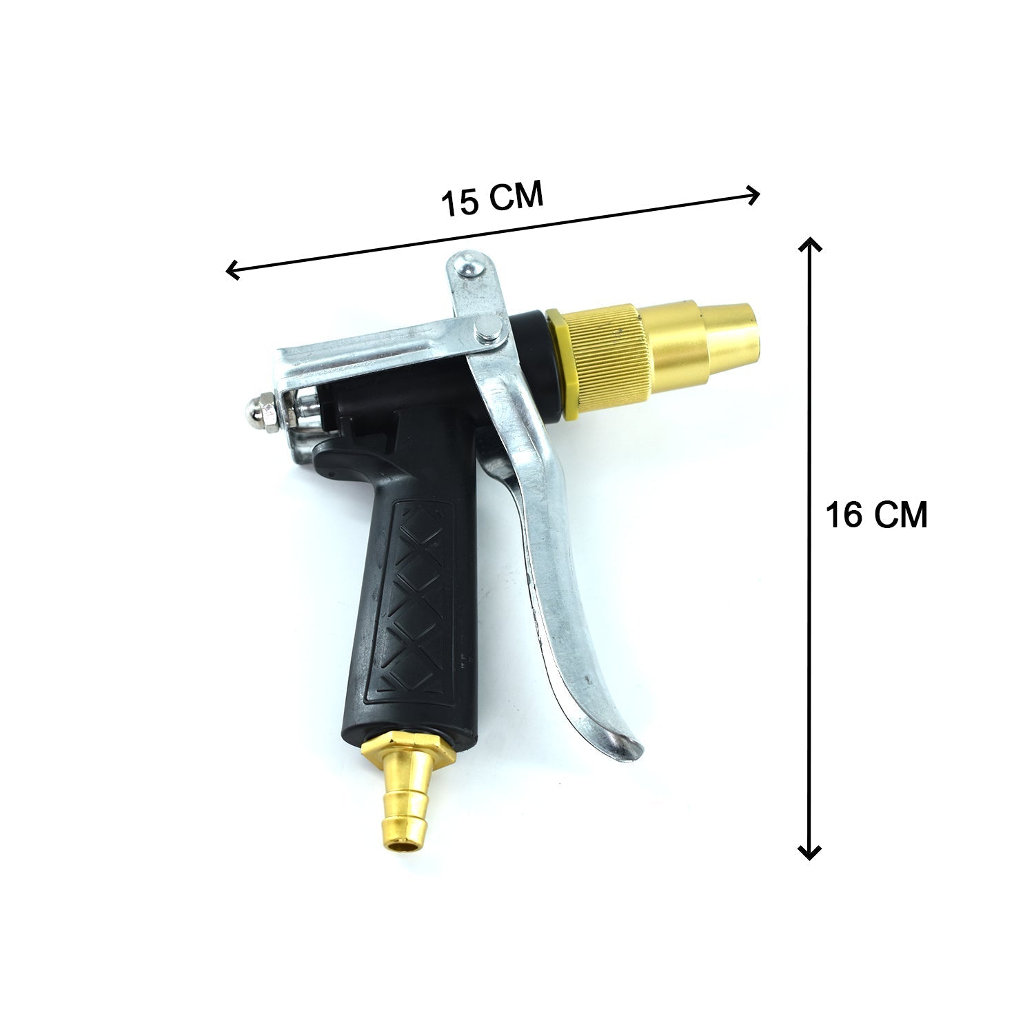 Gold color trigger hose nozzle, durable design for water spraying. Gold color trigger hose nozzle, durable design for water spraying.